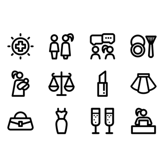 Linear Womens Day icon packages