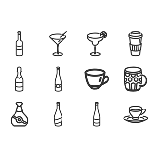 Glasses and Bottles icon packages