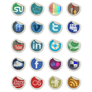 Grunge Peeling Social Media Stickers icon packages