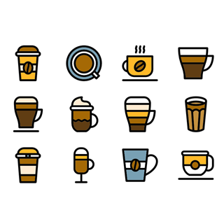 Linear Cups of Coffee icon packages