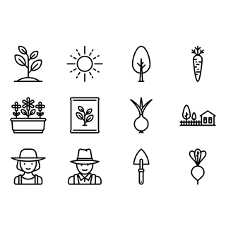 Linear Gardening Tools icon packages