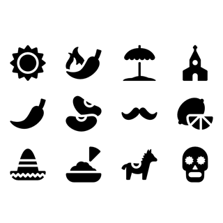 Solid Mexican Elements icon packages