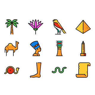 Linear Ancient Egypt Elements icon packages