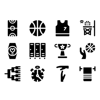 Solid Basketball Elements icon packages