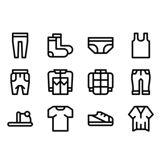 Linear Clothes and Shoes icon packages