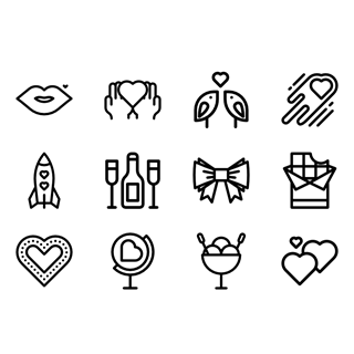 Linear Romantic Elements icon packages