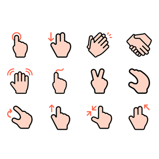 Linear Hand Gestures icon packages