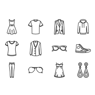 Linear Detailed Clothes icon packages