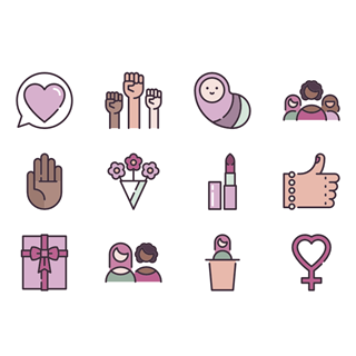 Linear Womens Day Elements icon packages