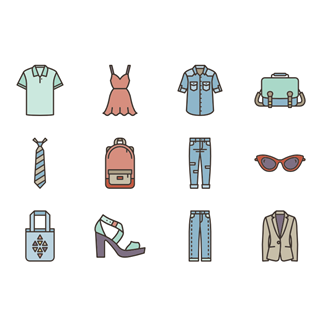 Linear Color Fashion Set icon packages