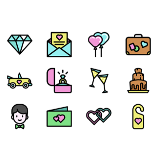 Linear Color Love Set icon packages