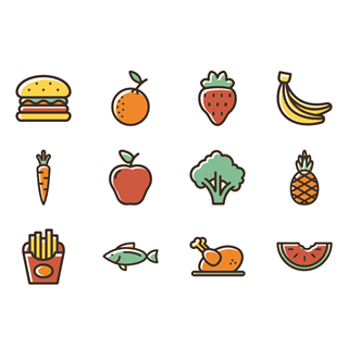 Linear Color Food Set icon packages