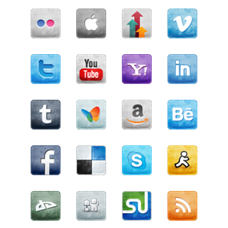 Stained and Faded Social Media Icons icon packages