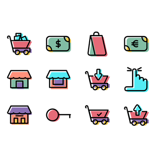 Shopping and Ecommerce Set icon packages