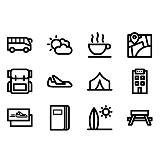 Linear Travel and Tourism icon packages