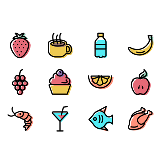 Drink and food assets icon packages