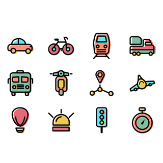 Color Travel and Transport Assets icon packages