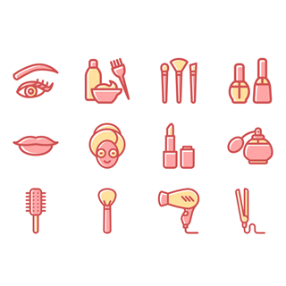 Women and Beauty Set icon packages