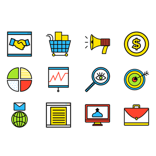 Online Business Collection icon packages