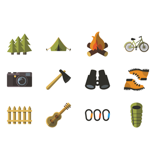 Camping Element Collection icon packages