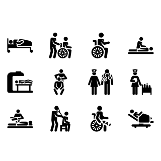 Medical situations pictograms icon packages