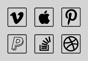 Social Icons - Rectangular Black icon packages