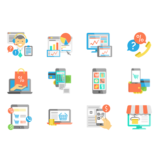 E-commerce and shopping elements icon packages