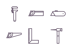 Construction Tools / Minimalistic black line icon packages