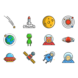 Cartooning space icons icon packages