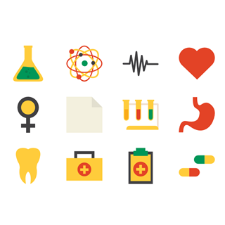 Medicine elements color icon packages