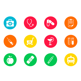 Circles hospital color icon packages