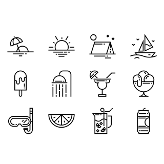Summer elements icon packages