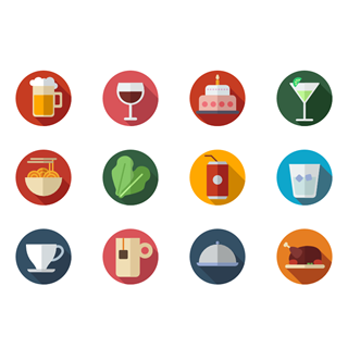 Circle color food icon packages
