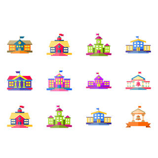 Coloured buildings icon packages