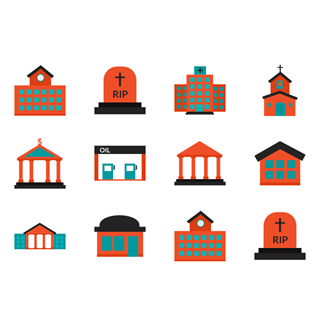 Buildings color icon packages