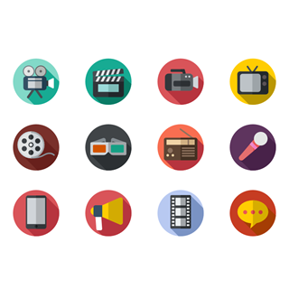 Rounded multimedia icon packages