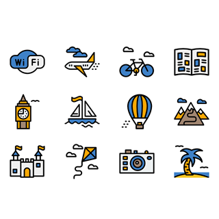 Summer holidays color wih stroke icon packages