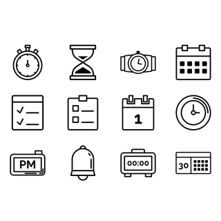 Time and date icon set icon packages