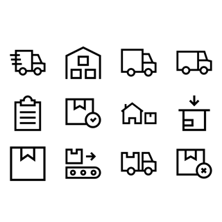 Shipping and delivery icon packages