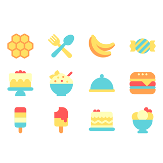 Food and restaurant elements icon packages