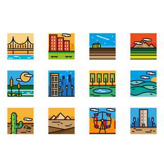 Landscapes color icon packages