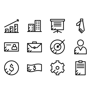 Business and office set icon packages