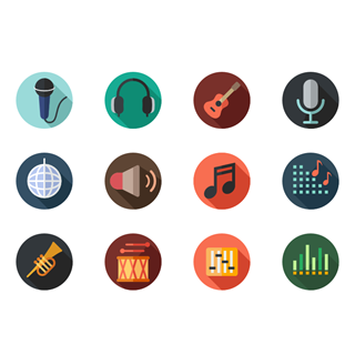 Musical instruments set icon packages