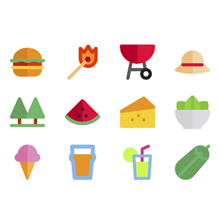 Bbq elements icon packages