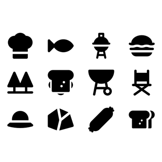 Bbq collection icon packages
