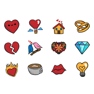Valentines day set icon packages
