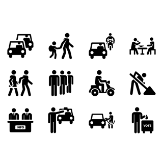Urban city pictograms icon packages