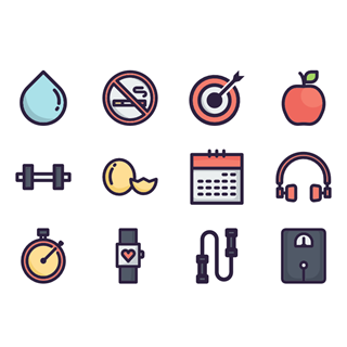 Healthy lifestyle icon packages