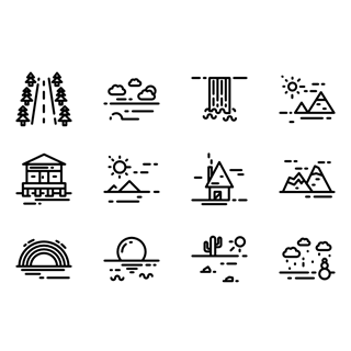 Landscapes outlined icon packages