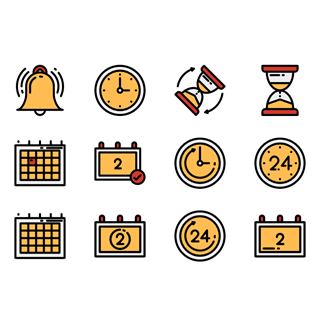 Time and date pack color icon packages
